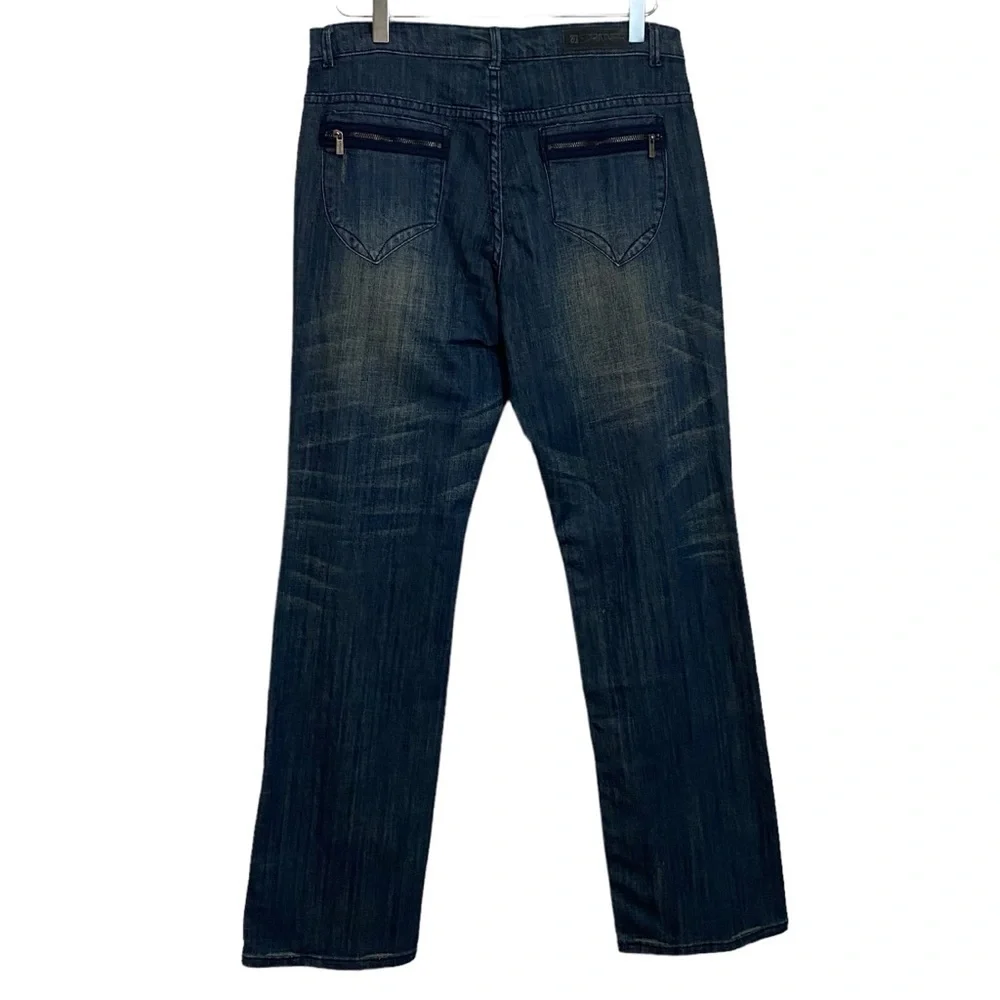 SPANNER JEANS‎ - NWT - SIZE 10 - DARK WASH -HIGH RISE CUT BOOTCUT DISTRESSED B8